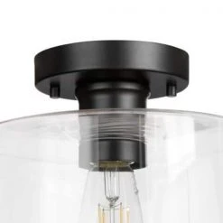 Westbrook 8 in. 1-Light Matte Black Flush Mount by Hampton Bay -Hampton Bay Sales matt black hampton bay flush mount lights hm20200716 2 1d 1000