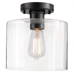 Westbrook 8 in. 1-Light Matte Black Flush Mount by Hampton Bay