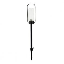 Caldwell Low Voltage Matte Black Finish LED Path Light with Clear Seedy Glass by Hampton Bay