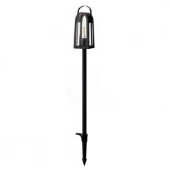 McIntosh Low Voltage Matte Black Finish LED Path Light with Clear Seedy Glass by Hampton Bay
