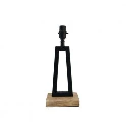 Mix and Match 13.75 in. H Matte Black and Faux Wood Accent Lamp Base - Title 20 Compliant by Hampton Bay