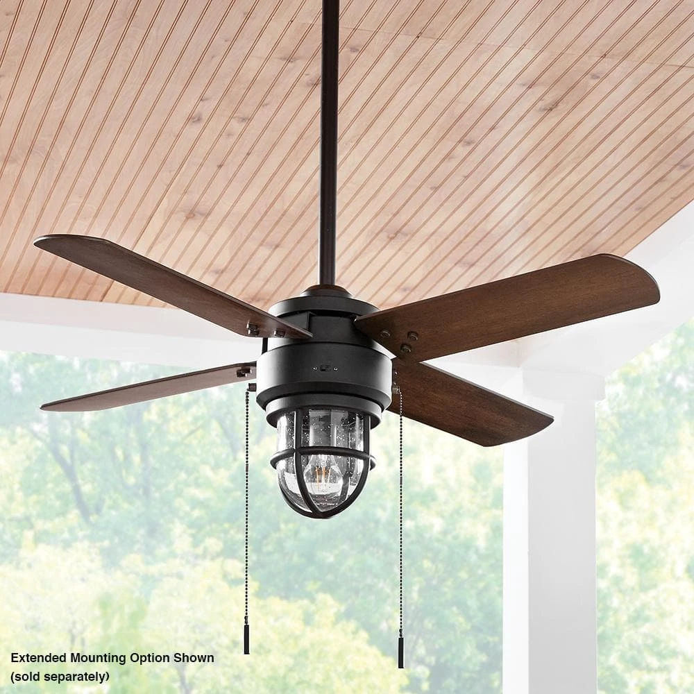 Cedar Lake 44 in. Indoor/Outdoor LED Matte Black Damp Rated Ceiling Fan with Light Kit, Downrod and 4 Reversible Blades by Hampton Bay 14 Cedar Lake 44 in. Indoor/Outdoor LED Matte Black Damp Rated Ceiling Fan with Light Kit, Downrod and 4 Reversible Blades by Hampton Bay - Image 14