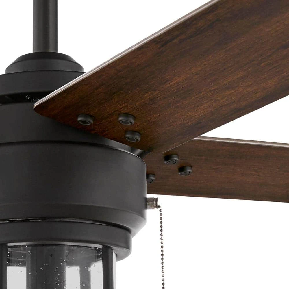 Cedar Lake 44 in. Indoor/Outdoor LED Matte Black Damp Rated Ceiling Fan with Light Kit, Downrod and 4 Reversible Blades by Hampton Bay 3 Cedar Lake 44 in. Indoor/Outdoor LED Matte Black Damp Rated Ceiling Fan with Light Kit, Downrod and 4 Reversible Blades by Hampton Bay - Image 3