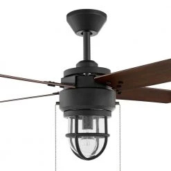 Cedar Lake 44 in. Indoor/Outdoor LED Matte Black Damp Rated Ceiling Fan with Light Kit, Downrod and 4 Reversible Blades by Hampton Bay 19 Cedar Lake 44 in. Indoor/Outdoor LED Matte Black Damp Rated Ceiling Fan with Light Kit, Downrod and 4 Reversible Blades by Hampton Bay -Hampton Bay Sales matte black hampton bay ceiling fans with lights 52109 66 1000