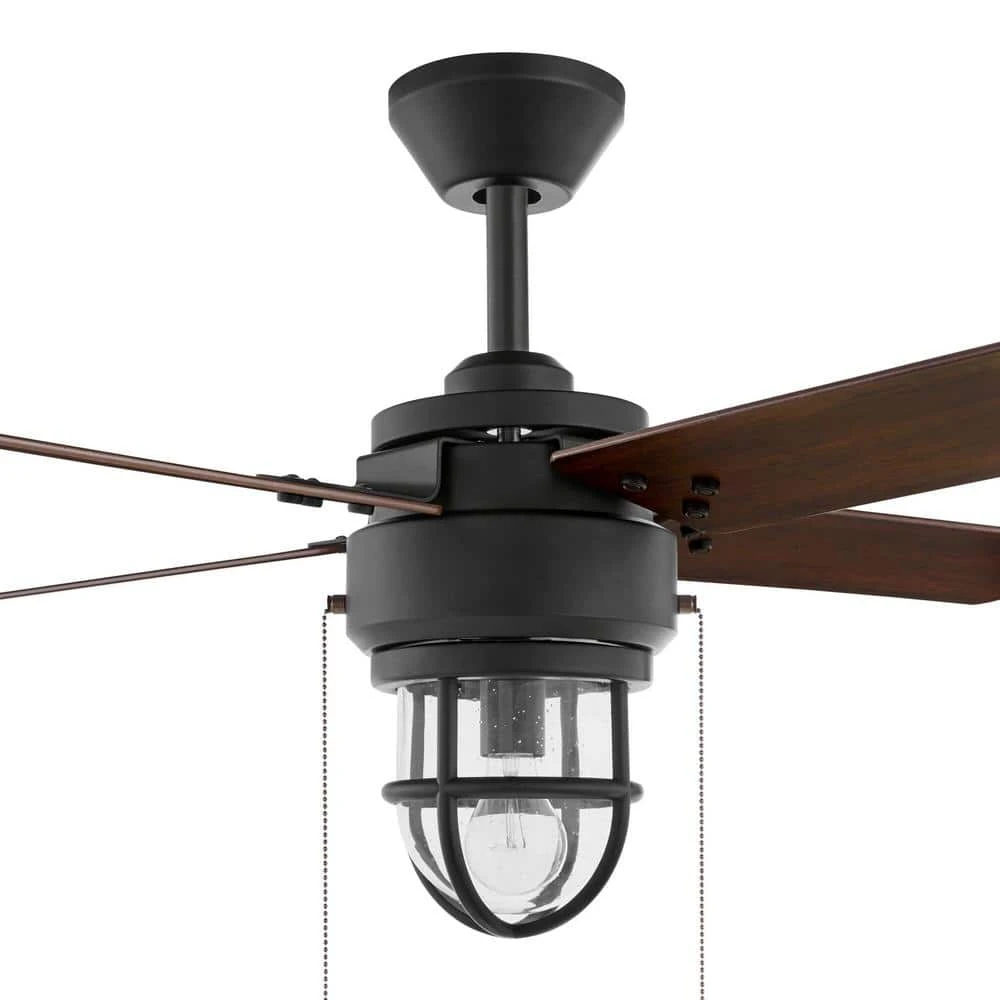 Cedar Lake 44 in. Indoor/Outdoor LED Matte Black Damp Rated Ceiling Fan with Light Kit, Downrod and 4 Reversible Blades by Hampton Bay 6 Cedar Lake 44 in. Indoor/Outdoor LED Matte Black Damp Rated Ceiling Fan with Light Kit, Downrod and 4 Reversible Blades by Hampton Bay - Image 6