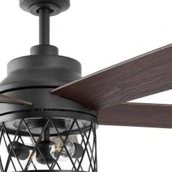 North Grove 52 in. Indoor LED Matte Black Dry Rated Ceiling Fan with 5 Reversible Blades, Light Kit and Remote Control by Hampton Bay -Hampton Bay Sales matte black hampton bay ceiling fans with lights 52119 40 1000