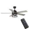 North Grove 52 in. Indoor LED Matte Black Dry Rated Ceiling Fan with 5 Reversible Blades, Light Kit and Remote Control by Hampton Bay