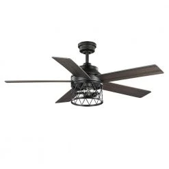 North Grove 52 in. Indoor LED Matte Black Dry Rated Ceiling Fan with 5 Reversible Blades, Light Kit and Remote Control by Hampton Bay -Hampton Bay Sales matte black hampton bay ceiling fans with lights 52119 c3 1000