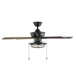 Norwood 52 in. Indoor/Outdoor LED Matte Black Damp Rated Downrod Ceiling Fan with Light Kit and 5 Reversible Blades by Hampton Bay -Hampton Bay Sales matte black hampton bay ceiling fans with lights 52129 1d 1000