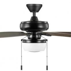 Baywood 52 in. Indoor/Outdoor LED Matte Black Wet Rated Downrod Ceiling Fan with Light Kit by Hampton Bay -Hampton Bay Sales matte black hampton bay ceiling fans with lights 52139 44 1000