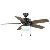 Baywood 52 in. Indoor/Outdoor LED Matte Black Wet Rated Downrod Ceiling Fan with Light Kit by Hampton Bay