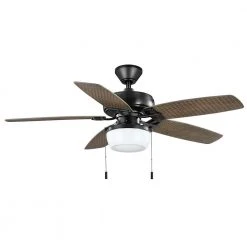 Baywood 52 in. Indoor/Outdoor LED Matte Black Wet Rated Downrod Ceiling Fan with Light Kit by Hampton Bay