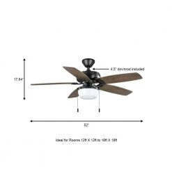 Baywood 52 in. Indoor/Outdoor LED Matte Black Wet Rated Downrod Ceiling Fan with Light Kit by Hampton Bay -Hampton Bay Sales matte black hampton bay ceiling fans with lights 52139 a0 1000
