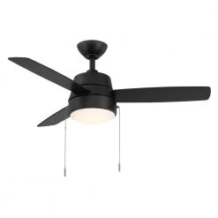 Caprice 44 in. Integrated LED Indoor Matte Black Ceiling Fan with Light Kit by Hampton Bay