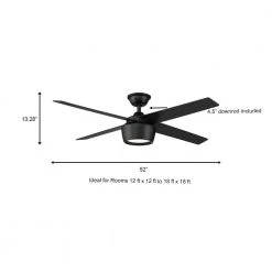 Havenstone 52 in. Integrated LED Indoor Matte Black Ceiling Fan with Light and Remote Control by Hampton Bay -Hampton Bay Sales matte black hampton bay ceiling fans with lights yg763 mbk a0 1000