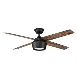 Havenstone 52 in. Integrated LED Indoor Matte Black Ceiling Fan with Light and Remote Control by Hampton Bay -Hampton Bay Sales matte black hampton bay ceiling fans with lights yg763 mbk c3 1000