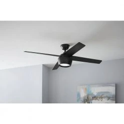 Havenstone 52 in. Integrated LED Indoor Matte Black Ceiling Fan with Light and Remote Control by Hampton Bay -Hampton Bay Sales matte black hampton bay ceiling fans with lights yg763 mbk e1 1000
