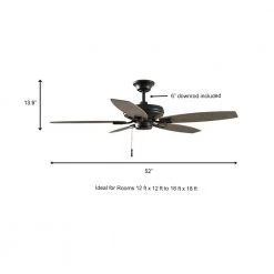 North Pond 52 in. Indoor/Outdoor Matte Black Ceiling Fan with Downrod and Reversible Motor; Light Kit Adaptable by Hampton Bay -Hampton Bay Sales matte black hampton bay ceiling fans without lights 51718 a0 1000