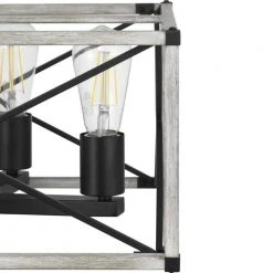 Madison Landing 4-Light Caged Matte Black Rectangular Pendant Hanging Light with Washed White Farmhouse Wood Accents by Hampton Bay -Hampton Bay Sales matte black hampton bay chandeliers 1032hbmbdi 1f 1000