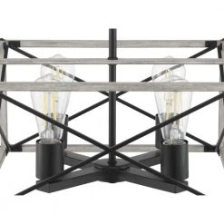 Madison Landing 4-Light Caged Matte Black Rectangular Pendant Hanging Light with Washed White Farmhouse Wood Accents by Hampton Bay -Hampton Bay Sales matte black hampton bay chandeliers 1032hbmbdi 31 1000