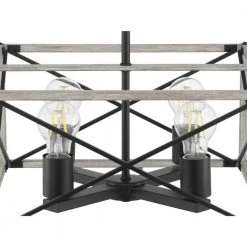 Madison Landing 4-Light Caged Matte Black Rectangular Pendant Hanging Light with Washed White Farmhouse Wood Accents by Hampton Bay -Hampton Bay Sales matte black hampton bay chandeliers 1032hbmbdi 76 1000