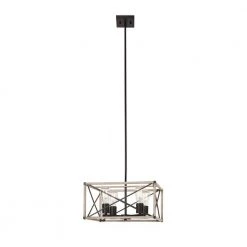 Madison Landing 4-Light Caged Matte Black Rectangular Pendant Hanging Light with Washed White Farmhouse Wood Accents by Hampton Bay -Hampton Bay Sales matte black hampton bay chandeliers 1032hbmbdi a0 1000