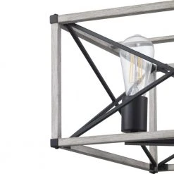 Madison Landing 4-Light Caged Matte Black Rectangular Pendant Hanging Light with Washed White Farmhouse Wood Accents by Hampton Bay -Hampton Bay Sales matte black hampton bay chandeliers 1032hbmbdi fa 1000