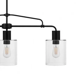 Sutton Place 3-Light Matte Black Farmhouse Dining Room Chandelier, Linear Kitchen Island Pendant Light by Hampton Bay -Hampton Bay Sales matte black hampton bay chandeliers 65144 40 1000