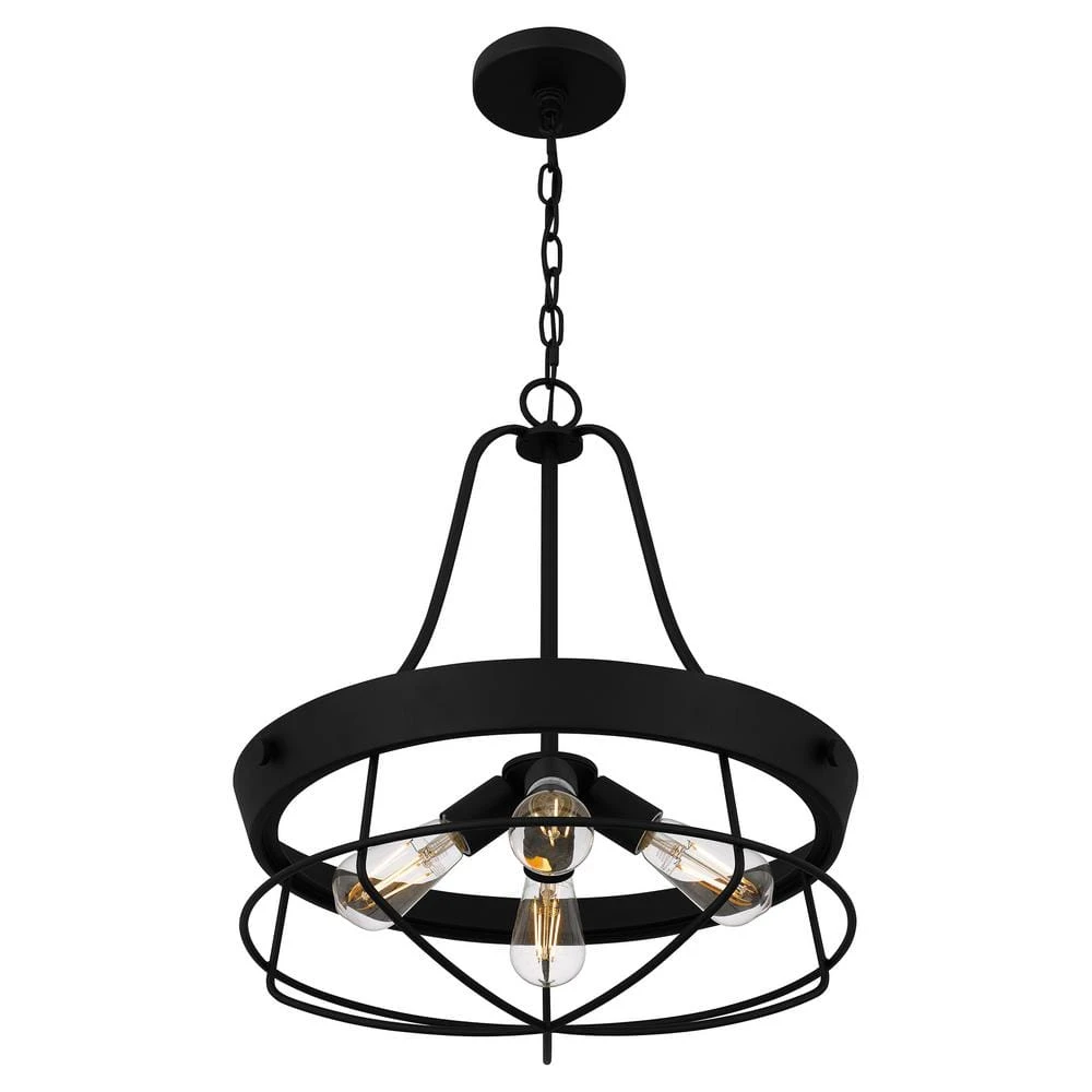 Southbourne 4-Light Matte Black Cage Pendant Light with Open Steel Frame by Hampton Bay 4 Southbourne 4-Light Matte Black Cage Pendant Light with Open Steel Frame by Hampton Bay - Image 4