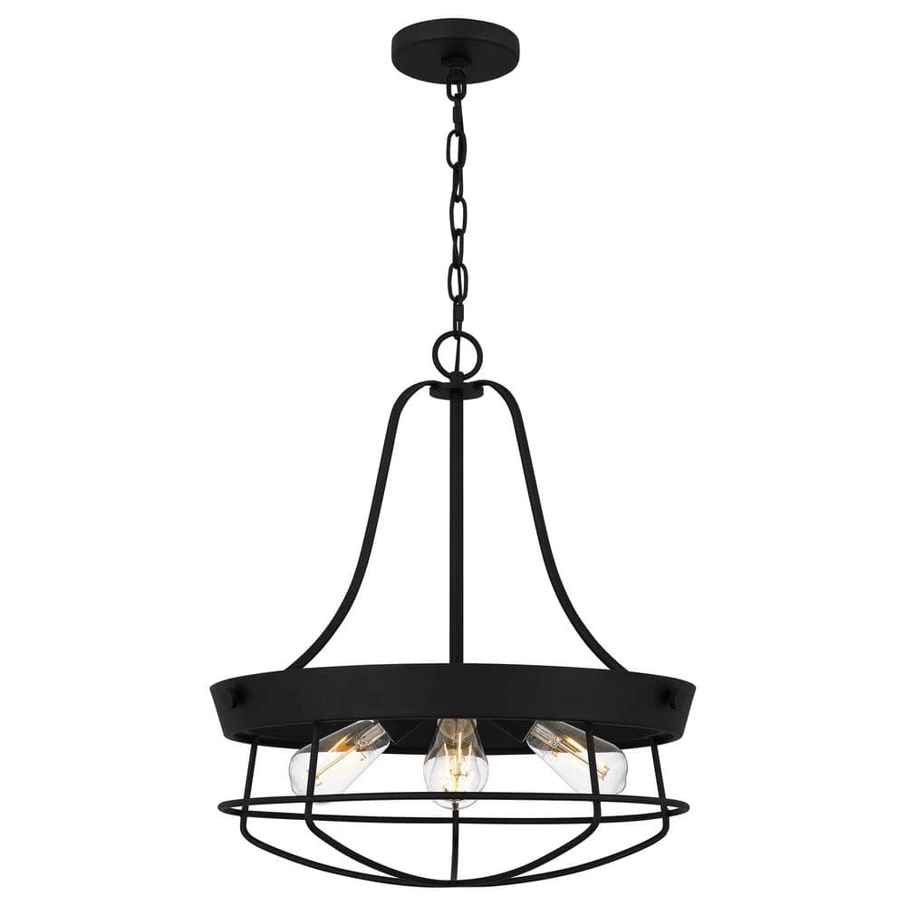 Southbourne 4-Light Matte Black Cage Pendant Light with Open Steel Frame by Hampton Bay 1 Southbourne 4-Light Matte Black Cage Pendant Light with Open Steel Frame by Hampton Bay