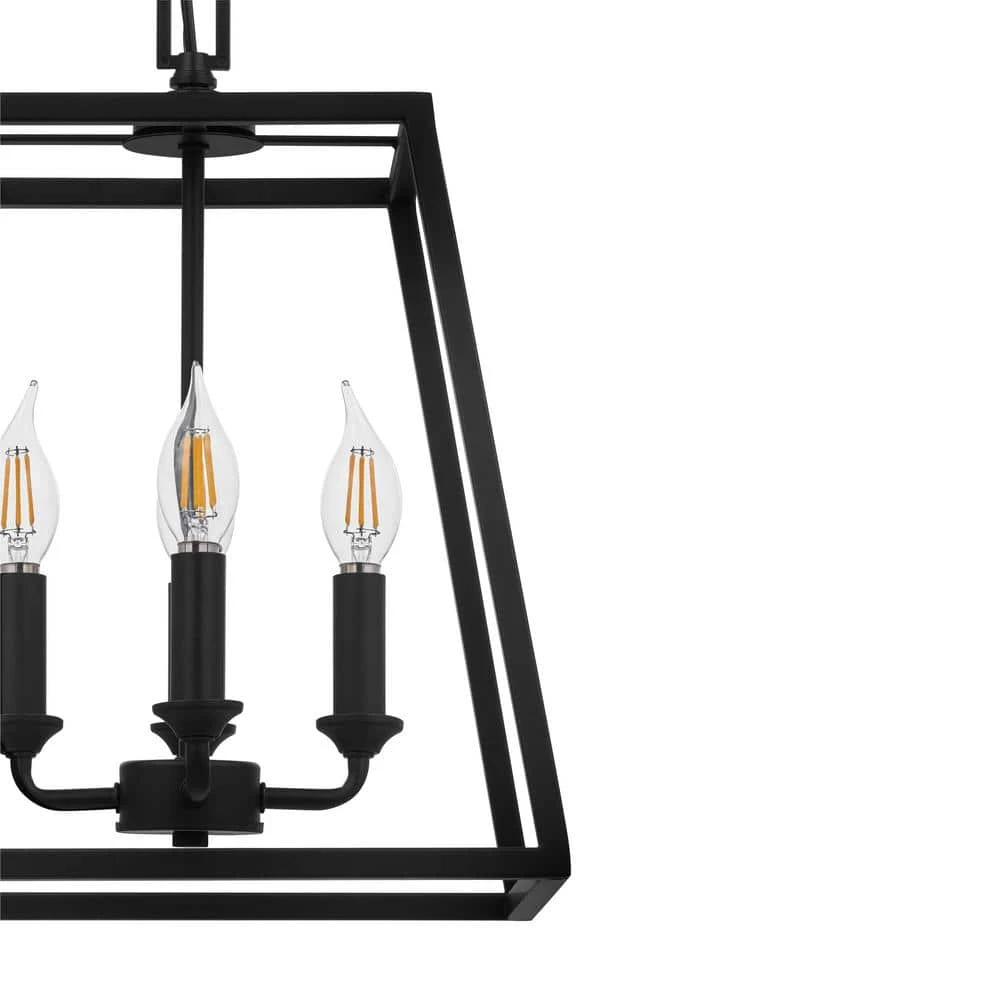 Knightley 4-Light Caged Matte Black Pendant Island Hanging Light, Industrial Farmhouse Kitchen Lighting by Hampton Bay 3 Knightley 4-Light Caged Matte Black Pendant Island Hanging Light, Industrial Farmhouse Kitchen Lighting by Hampton Bay - Image 3