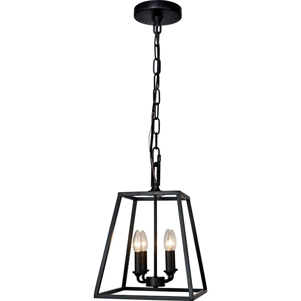 Knightley 4-Light Caged Matte Black Pendant Island Hanging Light, Industrial Farmhouse Kitchen Lighting by Hampton Bay 6 Knightley 4-Light Caged Matte Black Pendant Island Hanging Light, Industrial Farmhouse Kitchen Lighting by Hampton Bay - Image 6