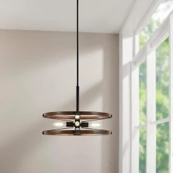 Rockland 4-Light Matte Black Round Drum Pendant Hanging Light, Industrial Style Kitchen Pendant by Hampton Bay -Hampton Bay Sales matte black hampton bay chandeliers hb3637 43 1f 1000