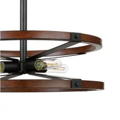 Rockland 4-Light Matte Black Round Drum Pendant Hanging Light, Industrial Style Kitchen Pendant by Hampton Bay -Hampton Bay Sales matte black hampton bay chandeliers hb3637 43 40 1000