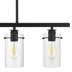 Regan 4-Light Matte Black Island Chandelier with Clear Glass Shades, Industrial Linear Kitchen Pendant Light by Hampton Bay -Hampton Bay Sales matte black hampton bay chandeliers hd4969a3 40 1000