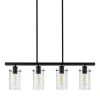 Regan 4-Light Matte Black Island Chandelier with Clear Glass Shades, Industrial Linear Kitchen Pendant Light by Hampton Bay