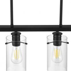 Regan 4-Light Matte Black Island Chandelier with Clear Glass Shades, Industrial Linear Kitchen Pendant Light by Hampton Bay -Hampton Bay Sales matte black hampton bay chandeliers hd4969a3 a0 1000