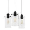Regan 3-Light Matte Black Pendant Hanging Light with Clear Glass Shades, Industrial Kitchen Pendant Lighting by Hampton Bay