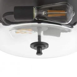 Manor 13 in. Matte Black Round Flush Mount, Industrial Ceiling Light with Clear Glass Shade by Hampton Bay -Hampton Bay Sales matte black hampton bay flush mount lights 1010hbmb 1d 1000