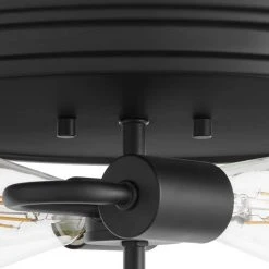 Manor 13 in. Matte Black Round Flush Mount, Industrial Ceiling Light with Clear Glass Shade by Hampton Bay -Hampton Bay Sales matte black hampton bay flush mount lights 1010hbmb 77 1000