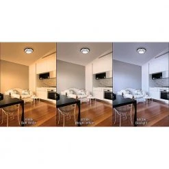 15 in. Matte Black Selectable LED Flush Mount Metal Design Hospitality Ceiling Light 1200 Lumens Color Changing by Hampton Bay -Hampton Bay Sales matte black hampton bay flush mount lights 56564101 44 1000