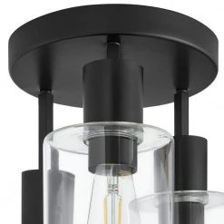 Sutton Place 14 in. 3-Light Matte Black Flush Mount, Farmhouse Ceiling Light by Hampton Bay -Hampton Bay Sales matte black hampton bay flush mount lights 60676 1d 1000