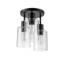 Sutton Place 14 in. 3-Light Matte Black Flush Mount, Farmhouse Ceiling Light by Hampton Bay -Hampton Bay Sales matte black hampton bay flush mount lights 60676 1f 1000