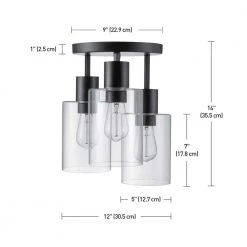 Sutton Place 14 in. 3-Light Matte Black Flush Mount, Farmhouse Ceiling Light by Hampton Bay -Hampton Bay Sales matte black hampton bay flush mount lights 60676 40 1000