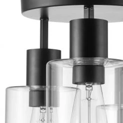 Sutton Place 14 in. 3-Light Matte Black Flush Mount, Farmhouse Ceiling Light by Hampton Bay -Hampton Bay Sales matte black hampton bay flush mount lights 60676 44 1000