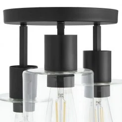 Sutton Place 14 in. 3-Light Matte Black Flush Mount, Farmhouse Ceiling Light by Hampton Bay -Hampton Bay Sales matte black hampton bay flush mount lights 60676 4f 1000