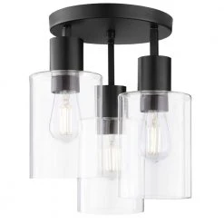 Sutton Place 14 in. 3-Light Matte Black Flush Mount, Farmhouse Ceiling Light by Hampton Bay