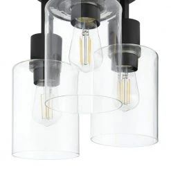 Sutton Place 14 in. 3-Light Matte Black Flush Mount, Farmhouse Ceiling Light by Hampton Bay -Hampton Bay Sales matte black hampton bay flush mount lights 60676 66 1000