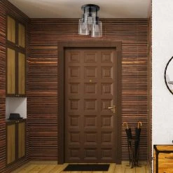 Sutton Place 14 in. 3-Light Matte Black Flush Mount, Farmhouse Ceiling Light by Hampton Bay -Hampton Bay Sales matte black hampton bay flush mount lights 60676 c3 1000