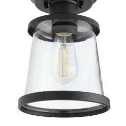 Rigby 9.6 in. 1-Light Matte Black Round Flush Mount, Farmhouse Ceiling Light by Hampton Bay -Hampton Bay Sales matte black hampton bay flush mount lights 60677 1d 1000